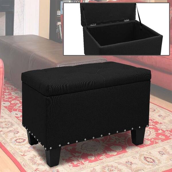 42" L Storage Ottoman Bench Tufted Lift Top Ottoman Table Black Bed